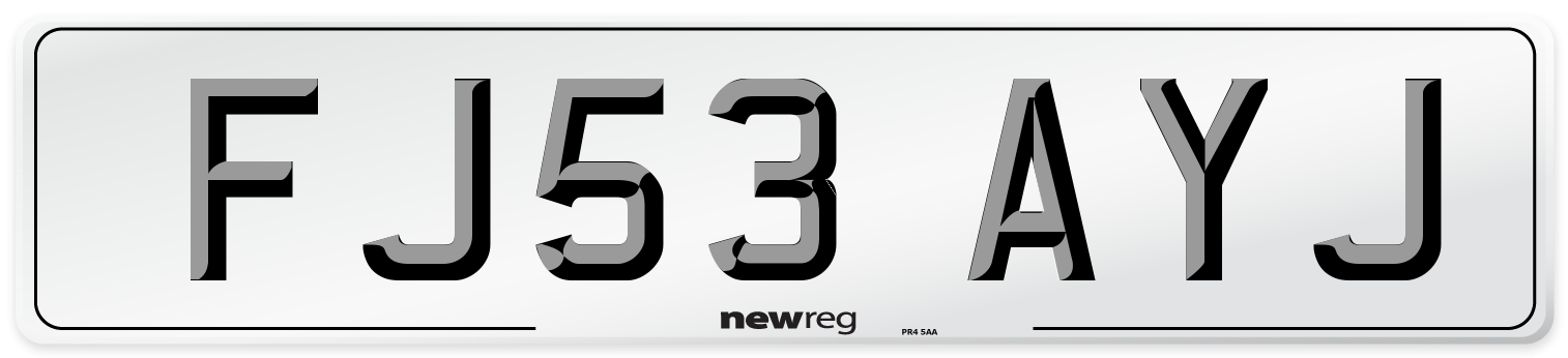 FJ53 AYJ Number Plate from New Reg